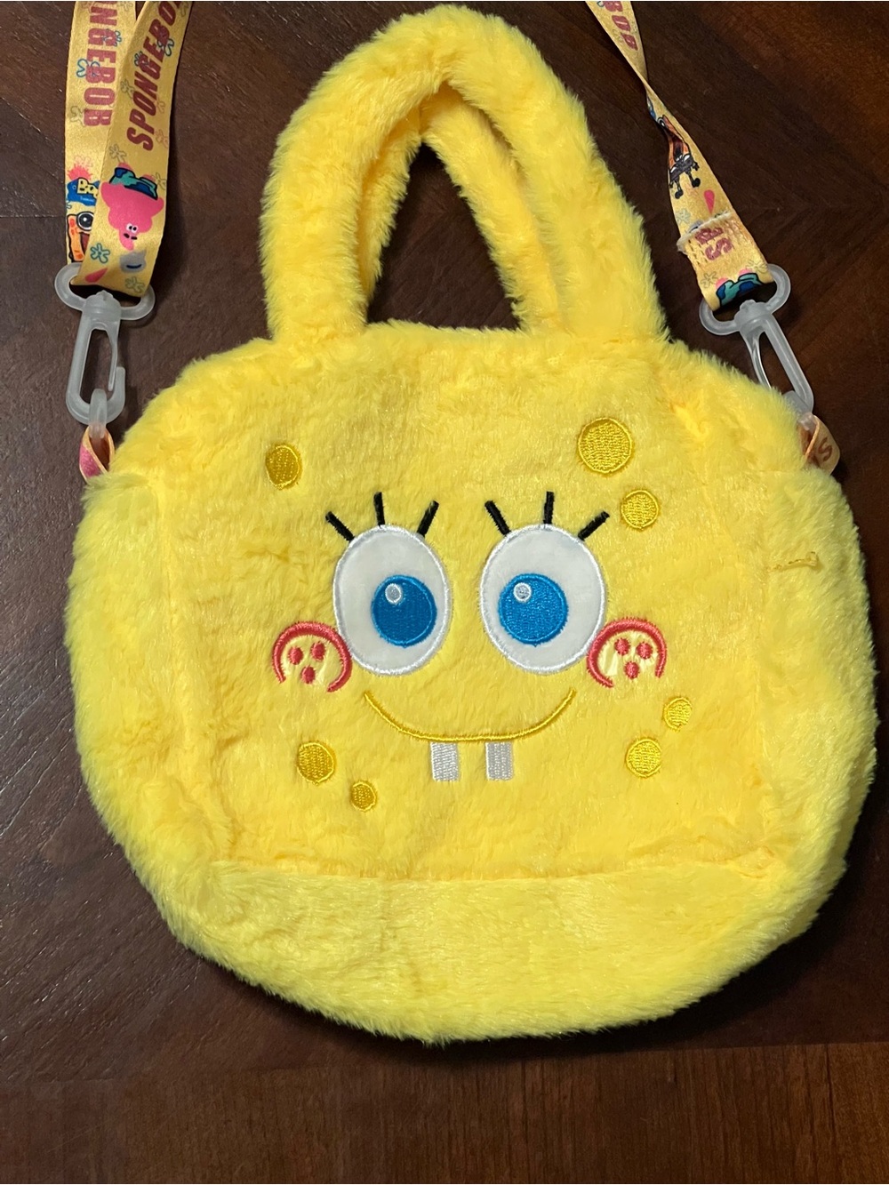 Kids Yellow Sponge Character Plush Crossbody Bag